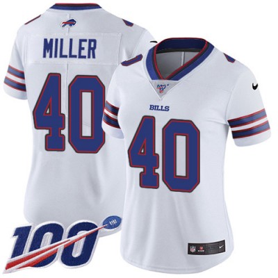 Nike Buffalo Bills #40 Von Miller White Women's Stitched NFL 100th Season Vapor Untouchable Limited Jersey